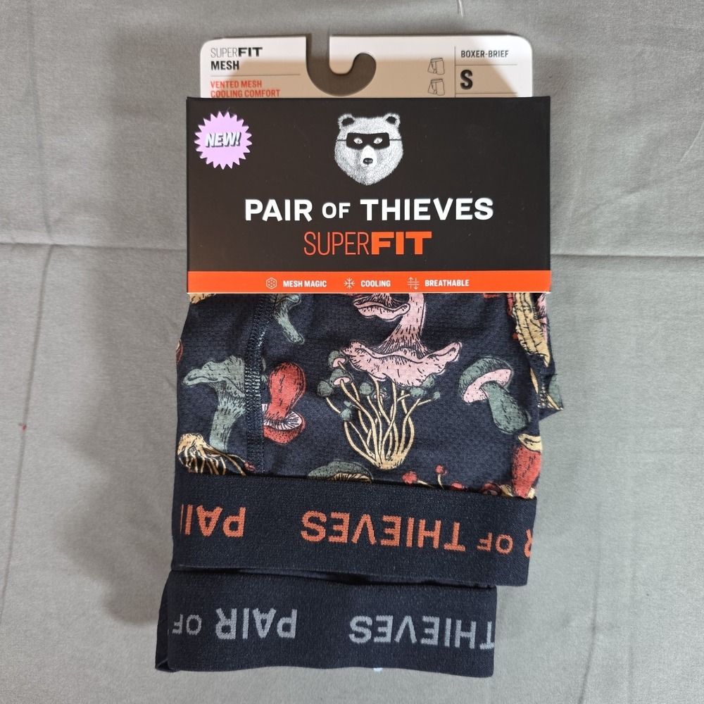 Pair Of Thieves Boxer Briefs Mens Small Mushroom Multicolor 2 Pack SuperFit Mesh